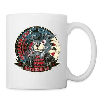 SINGING CATER Funny rockabilly cat gift - Mug - white - Right