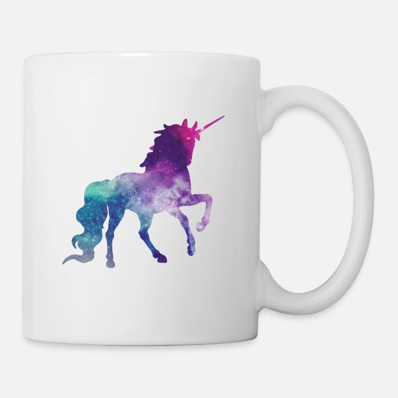 Einhorn Silhouette Universum Sterne unendlich - Tasse - Weiß