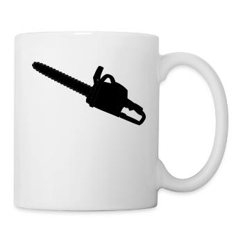 Scie, scie à chaîne, scie à chaîne - Mug blanc - blanc - Droite
