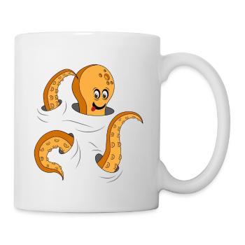poulpe mignon curieux - Mug blanc - blanc - Droite