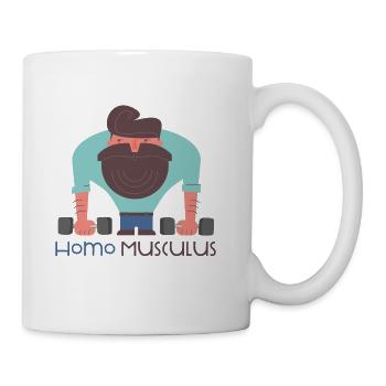 Homo Musculus Hipster Fitness Muskel Mann Training - Tasse - Weiß - Rechts