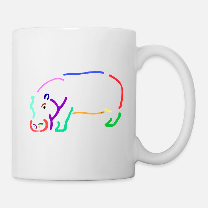Nilpferd in bunt - Tasse - Weiß