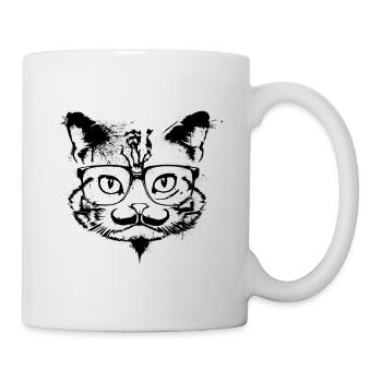 Hipster chat - Mug blanc - blanc - Droite