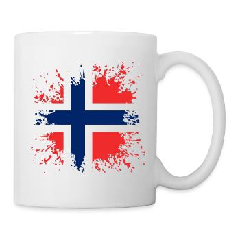 Norwegen Norge Norwegenflagge Splash - Tasse - Weiß - Rechts