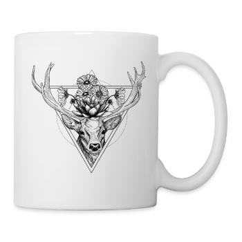 Flower stag black - Mug - white - Right