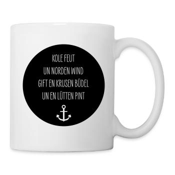 Plattdeutsch Plattdüütsch Krusen Büdel Lütten Pint - Tasse - Weiß - Rechts