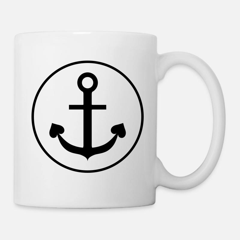 Heart anchor in circle round - Mug - white