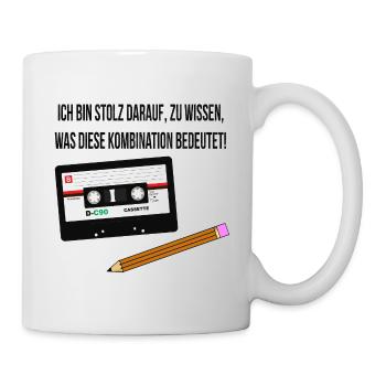Kassette und Stift - Kindheits-Lifehack - Tasse - Weiß - Rechts