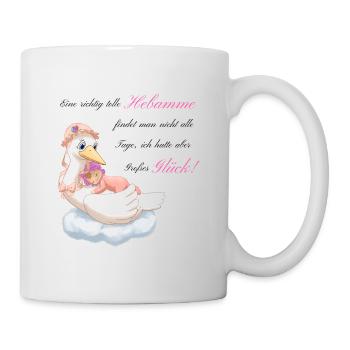 Geschenk fuer Hebamme Grosses Glueck - Tasse - Weiß - Rechts
