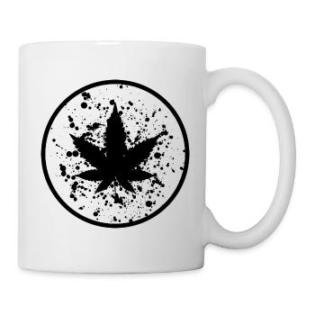 Feuille de cannabis Taches de peinture en cercle - Mug blanc - blanc - Droite