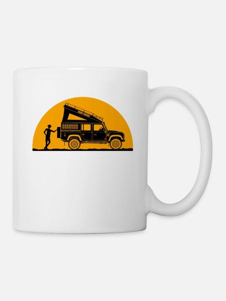 UK Offroad Retro as silhouette in front of the sun - Mug - white