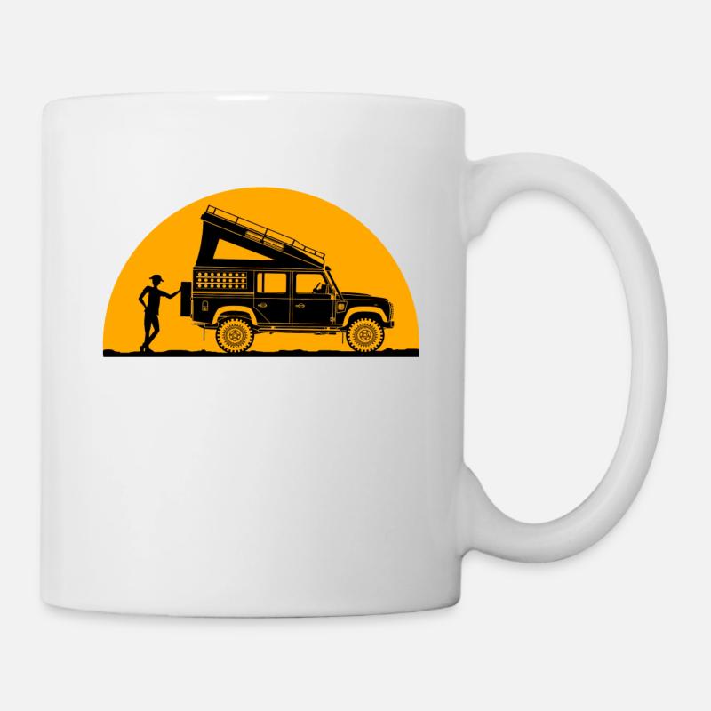 UK Offroad Retro als Silhouette vor der Sonne - Tasse - Weiß