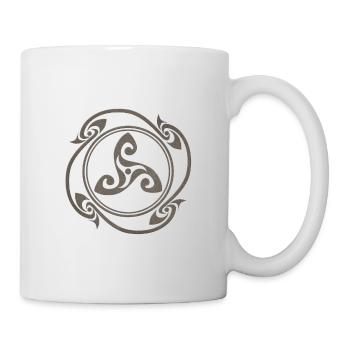 Latene keltisches Symbol grau meliert - Tasse - Weiß - Rechts