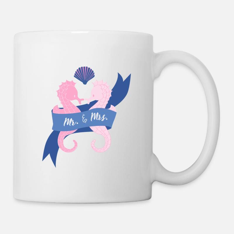 Mr. und Mrs. Seepferd - Tasse - Weiß