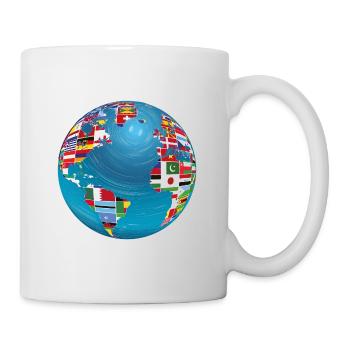 World map globe earth globe country flags continents - Mug - white - Right