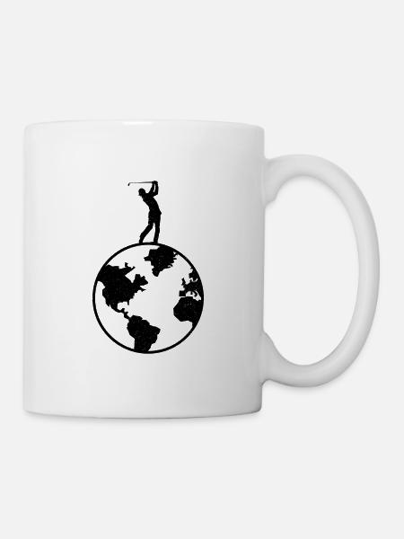 Golf Golfer Golfplatz Golfspieler Weltkugel - Tasse - Weiß