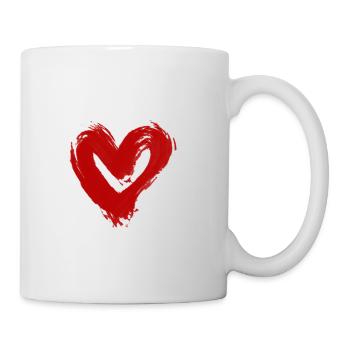 rotes Herz - Tasse - Weiß - Rechts