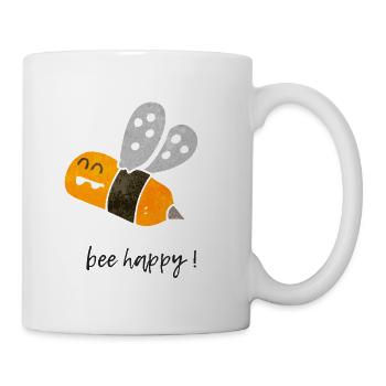 bee happy! - Tasse - Weiß - Rechts