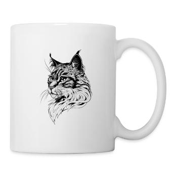 Portrait de chat dessiné à la main - Mug blanc - blanc - Droite