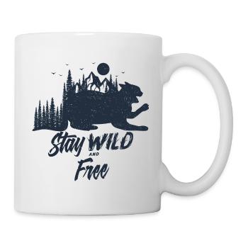Restez sauvage et chat gratuit - Mug blanc - blanc - Droite