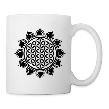 Blume des Lebens in Herz Chakra Lotus Zeichen - Tasse - Weiß - Rechts