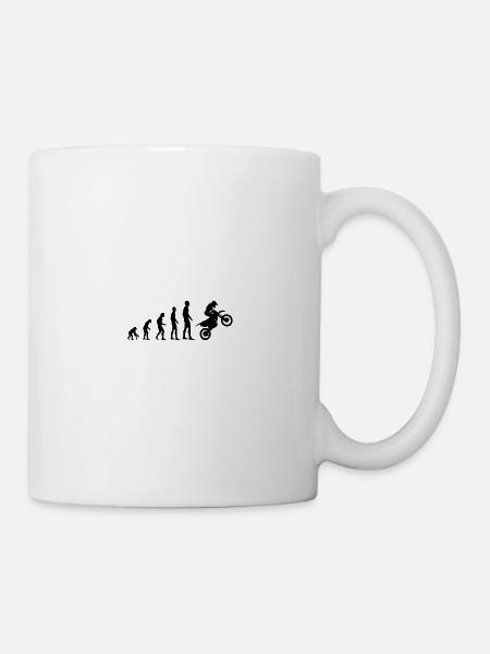 Evolution monkey human motorcycle - Mug - white