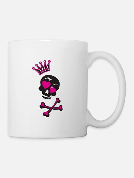 Totenkopf mit Krone - Tasse - Weiß