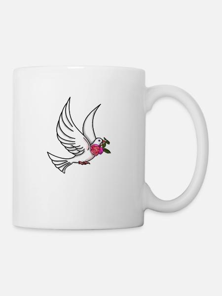 Friedenstaube Rose Geschenk Peace Frieden Liebe - Tasse - Weiß