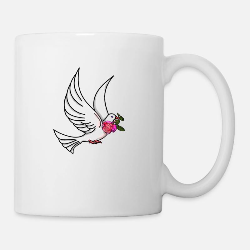 Friedenstaube Rose Geschenk Peace Frieden Liebe - Tasse - Weiß