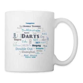 Dart - Word Cloud Blau - Tasse - Weiß - Rechts