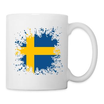 Sweden flag color splashes - Mug - white - Right