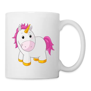 Licorne rose dessin animé heureux - Mug blanc - blanc - Droite