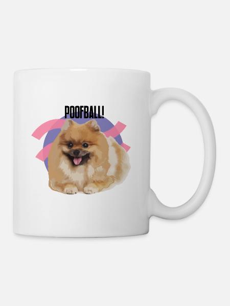 „POOFBALL!“ - Zwergspitz - Tasse - Weiß
