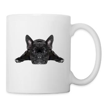 Bulldogge Low Poly - Tasse - Weiß - Rechts