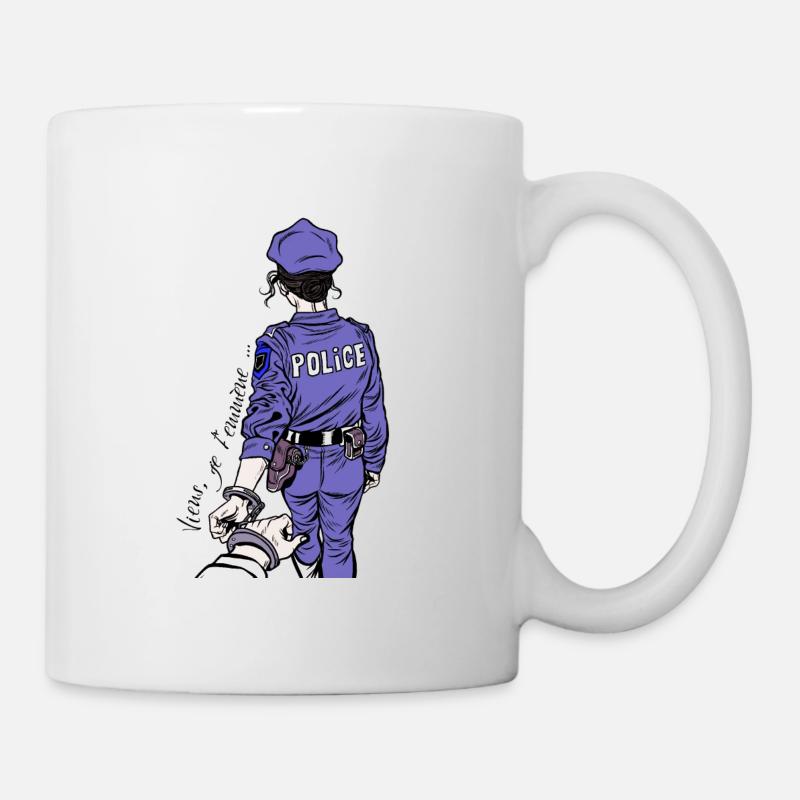 viens je t’emmène ... au poste - Mug blanc - blanc