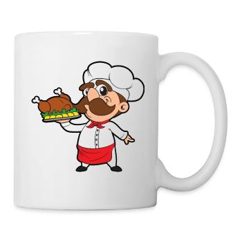 Koch Braten Kochen Restaurant Gaststätte Gastätte - Tasse - Weiß - Rechts