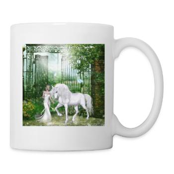 Wundervolle Fee mit Einhorn - Tasse - Weiß - Rechts