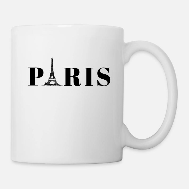 Paris Schriftzug mit Eiffelturm - Tasse - Weiß