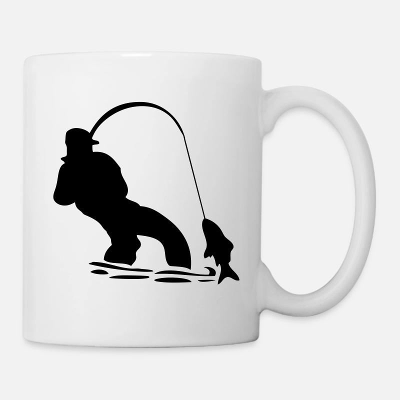 Pêcheur en action de pêche. - Mug blanc - blanc