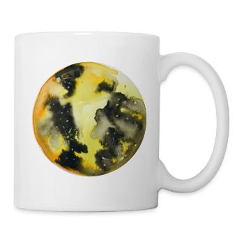 Aquarelle peinte à la main jaune pleine lune - Mug blanc - blanc - Droite