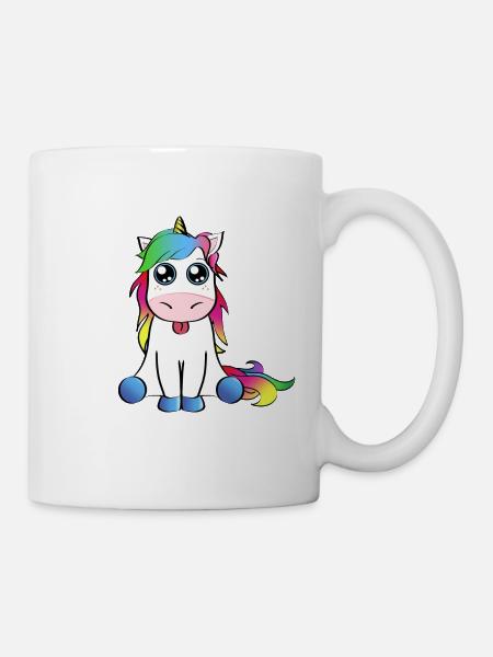 Idée cadeau licorne arc-en-ciel qui sort la langue - Mug blanc - blanc