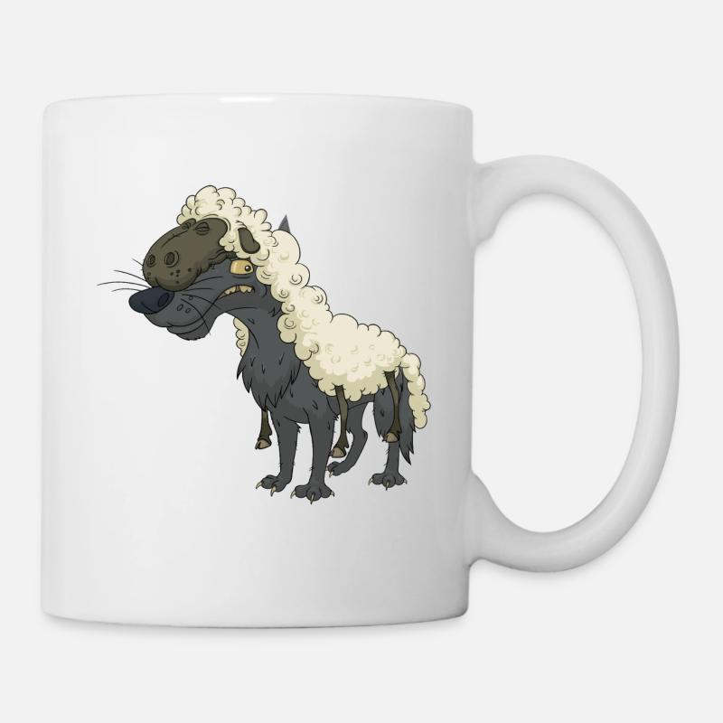 Drôle mignon mignon loup mouton - Mug blanc - blanc