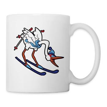 Niedlicher Lustiger Cooler Storch Skier Ski - Tasse - Weiß - Rechts