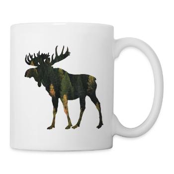 Elch Camping Jäger Naturfreund T-Shirt Geschenk - Tasse - Weiß - Rechts