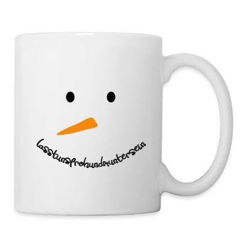Schneemann Gesicht face lustig Weihnachten Winter - Tasse - Weiß - Rechts