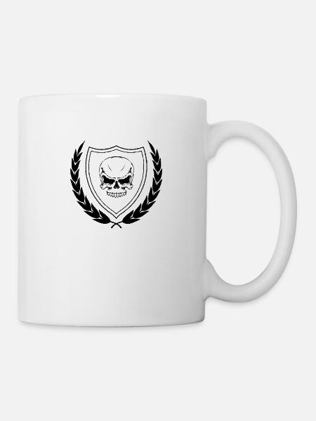 Skull in coat of arms - Mug - white