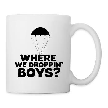 Where We Droppin' Boys? Gaming Shirt Battle Royale - Mug - white - Right