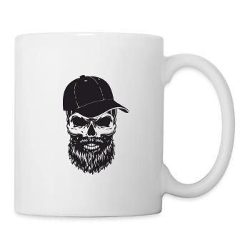 Totenkopf mit Bart und Mütze als Geschenk - Tasse - Weiß - Rechts