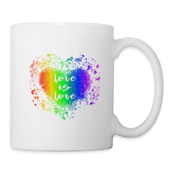 LGBT Heart Regenbogen Liebe ist Liebe Gay Pride - Tasse - Weiß - Rechts