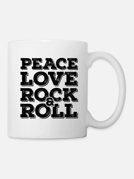 Rock N Roll Botschaft Schwarz Cooles Geschenk - Tasse - Weiß